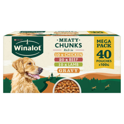 Winalot wet dog food meaty chunks mixed in gravy 40x100g (British brand)