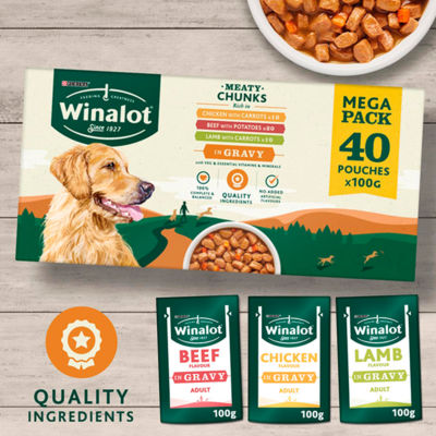 Winalot wet dog food meaty chunks mixed in gravy 40x100g (British brand)