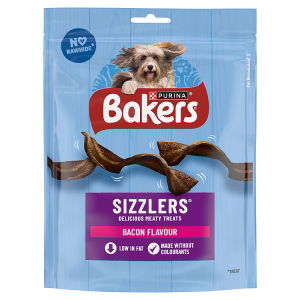 Bakers Sizzlers Bacon Dog Treats 90g Bag - British product