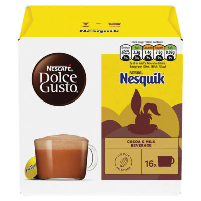 Nescafe Nesquik hot chocolate pods 16 servings, imported from the UK