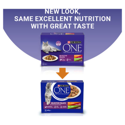Purina ONE Mini Fillets Selective Palate wet cat food 8x85g, imported from the UK