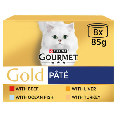 Gourmet Gold Pate wet cat food 8x85g cans, UK version