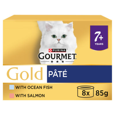Gourmet Gold senior wet cat food pate fish 8x85g, UK version