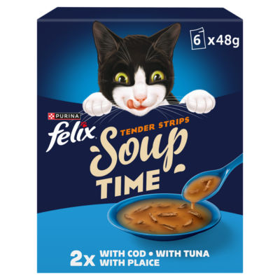Felix Soup Time Tender Strips Fish Selection wet cat food 6x48g - British product