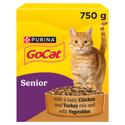 Go Cat senior chicken and turkey dry cat food 750g, UK version