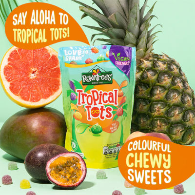 Rowntree's tropical tots vegan friendly jelly sweets 140g, imported from the UK