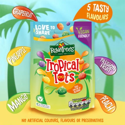 Rowntree's tropical tots vegan friendly jelly sweets 140g, imported from the UK
