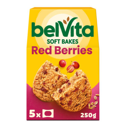 Belvita Soft Bakes Red Berries cereal snack bars 250g multipack - British product