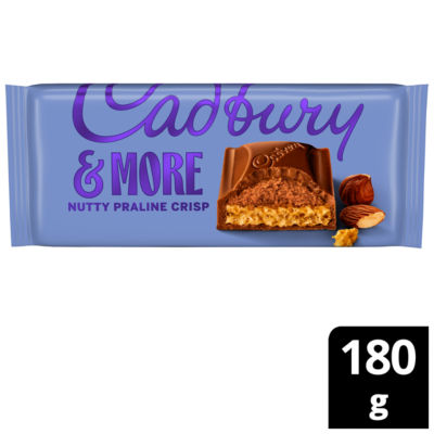 Cadbury nutty praline crisp milk chocolate bar 180g - British product