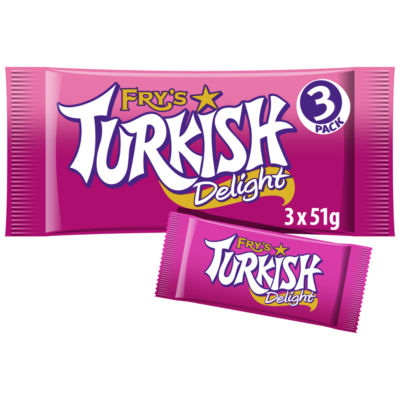 Fry's Turkish Delight Chocolate Bar 3 Pack 153g - British product