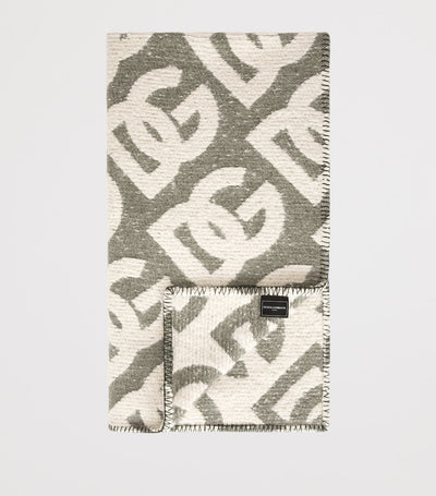 Luxury Wool-Cashmere-Silk Logo Throw 140cm x 180cm