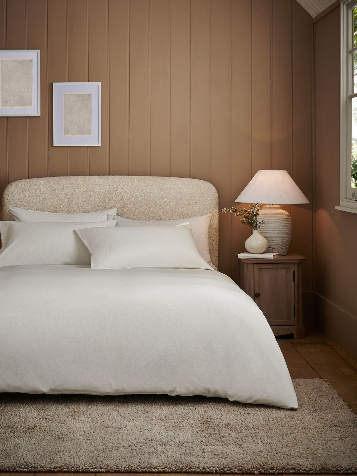 White supersoft brushed cotton duvet cover and pillowcase set, imported from the UK