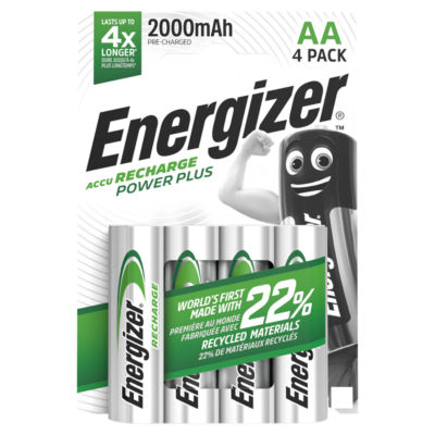 Energizer Accu Recharge Power Plus rechargeable AA batteries 4 pack - British product