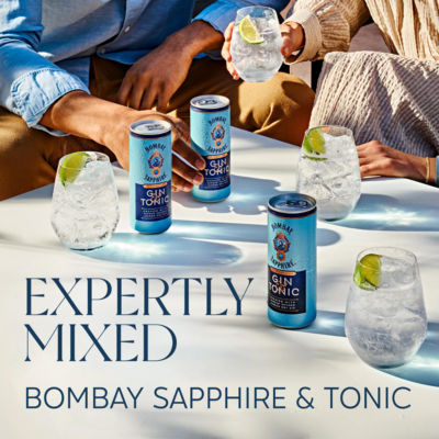 Bombay Sapphire gin and tonic ready-to-drink cocktail 250ml - British product
