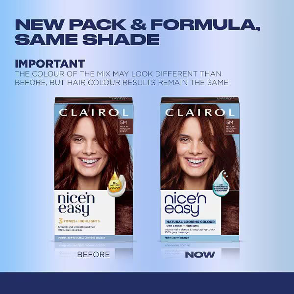 Clairol Nice'N Easy Permanent Hair Dye Medium Mahogany Brown - British product