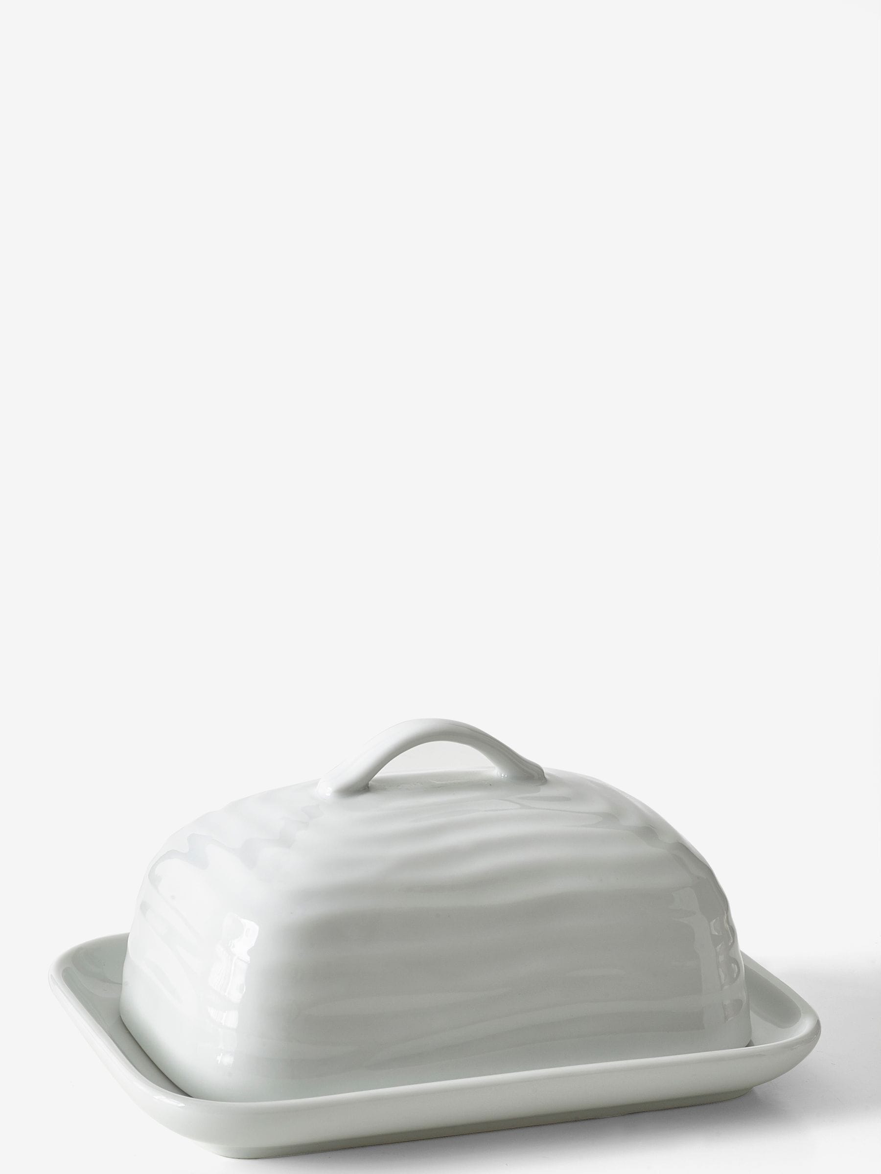 Malvern white embossed butter dish (British brand)