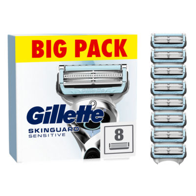 Gillette SkinGuard Sensitive razor blade refills 8 pack, UK version
