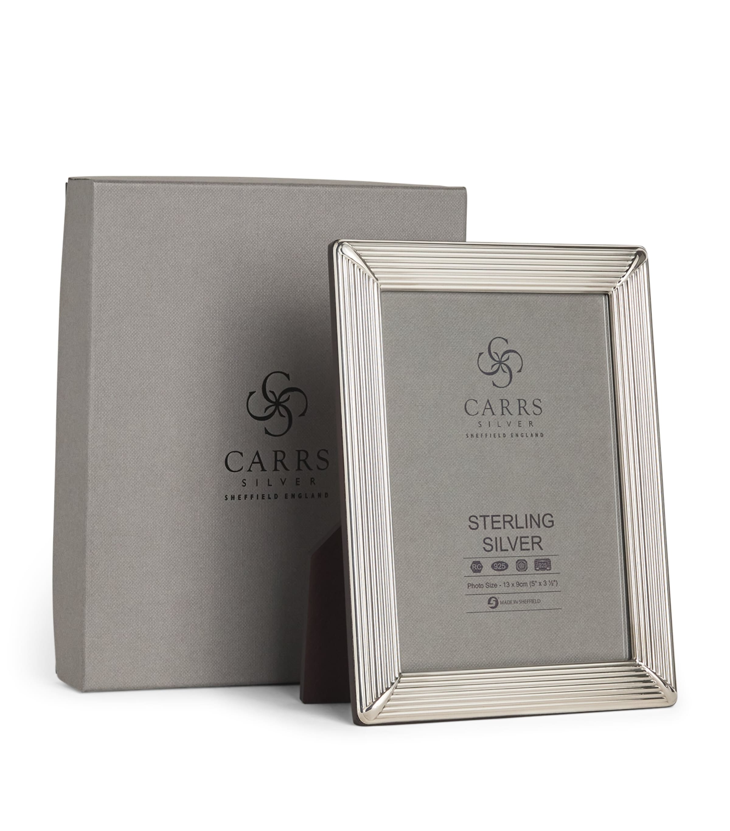 Carrs Silver Sterling Silver Fluted Photo Frame with Wood Back (5" x 3.5")