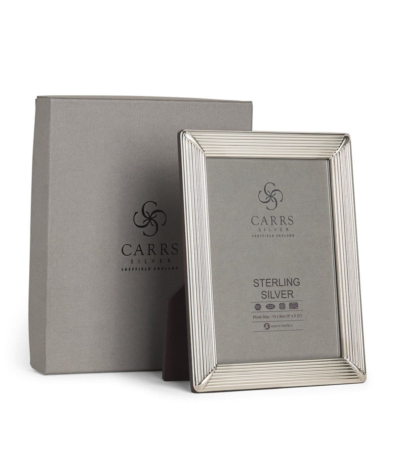 Carrs Silver Sterling Silver Fluted Photo Frame with Wood Back (5" x 3.5")