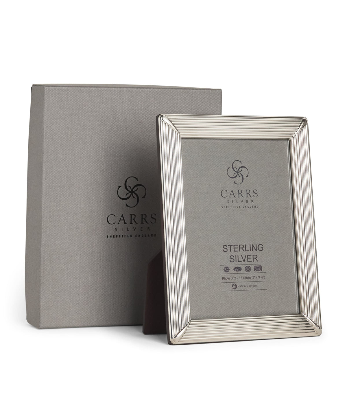 Carrs Silver Sterling Silver Fluted Photo Frame with Wood Back (5" x 3.5")