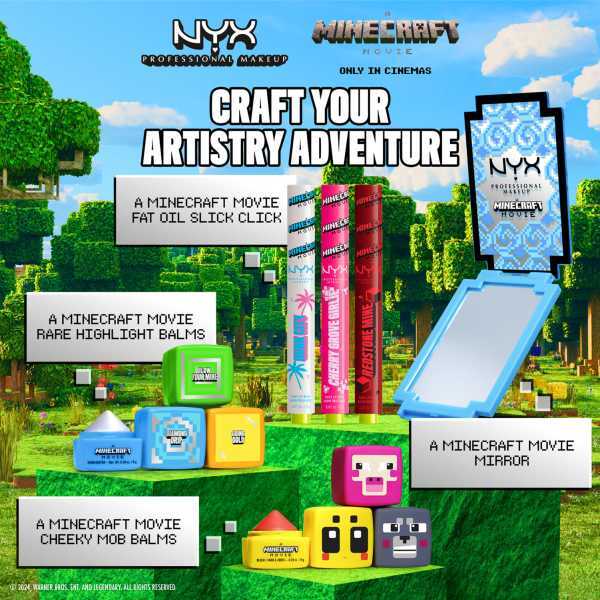 NYX Professional Makeup Minecraft Movie cheek balms, imported from the UK