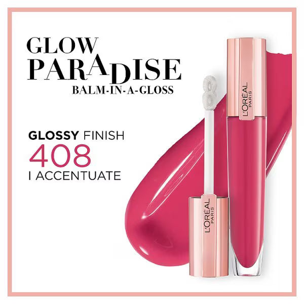 L'Oreal Paris Glow Paradise Balm-In-Gloss 408 Accentuate imported from the UK