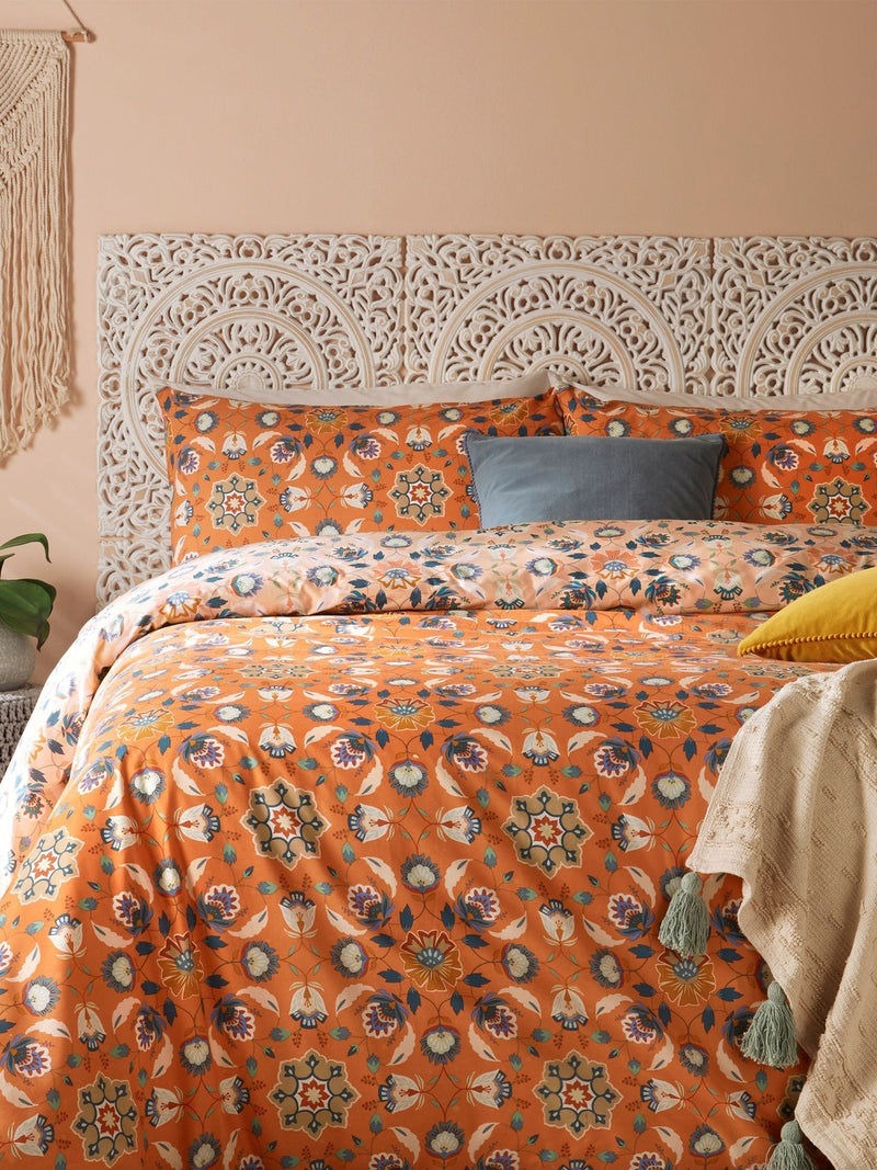 Folk flora reversible duvet cover and pillowcase set - British product
