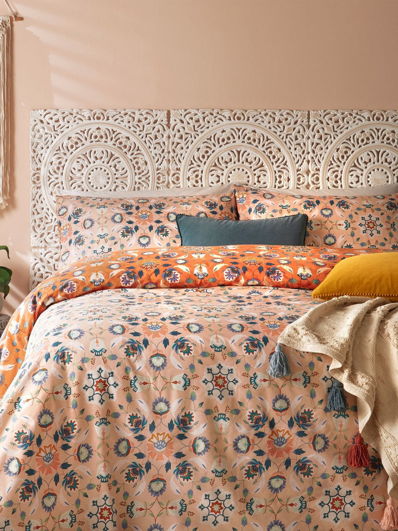 Folk flora reversible duvet cover and pillowcase set - British product