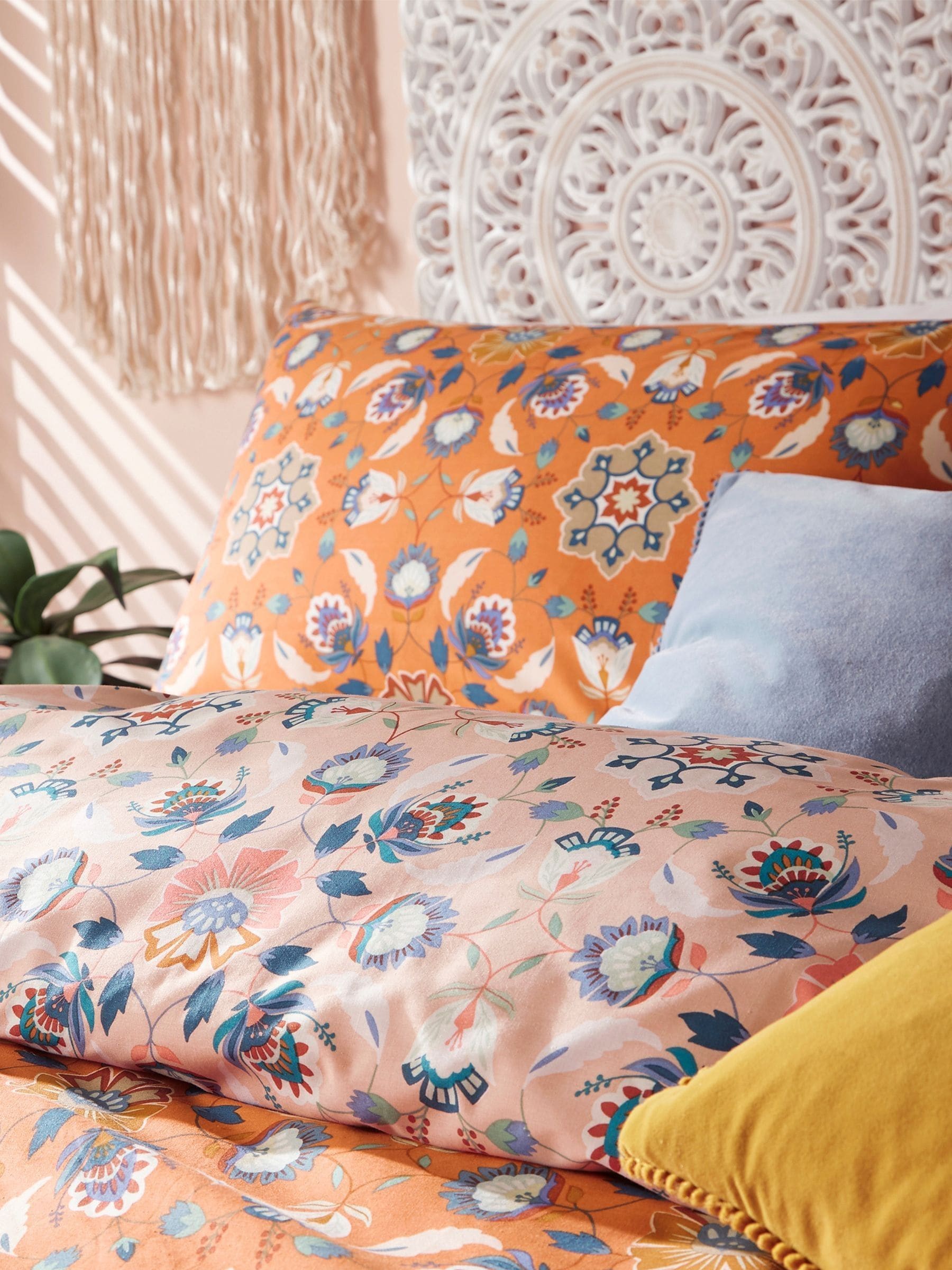 Folk flora reversible duvet cover and pillowcase set - British product