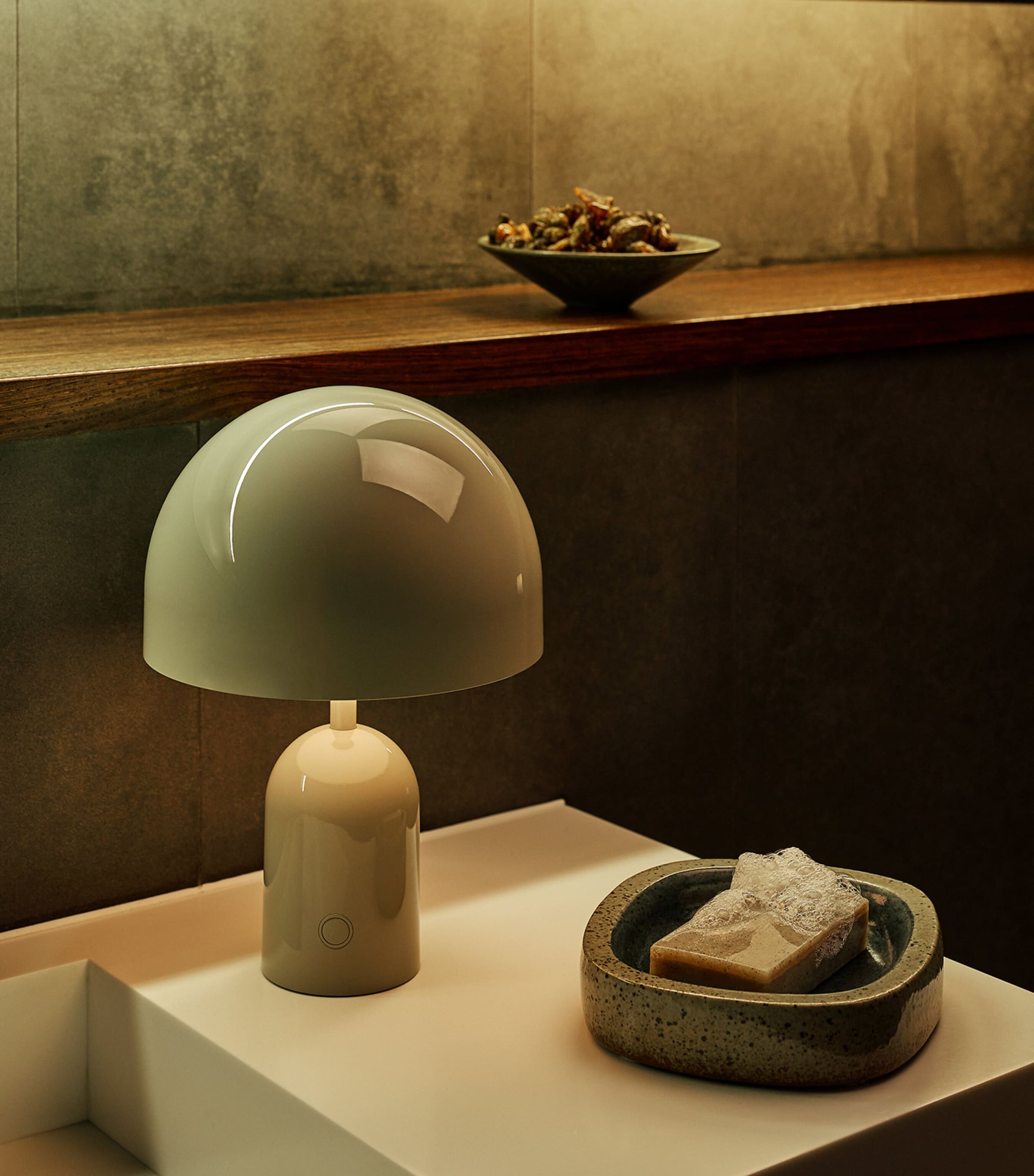 Tom Dixon portable bell table lamp with reflective stand (British brand)