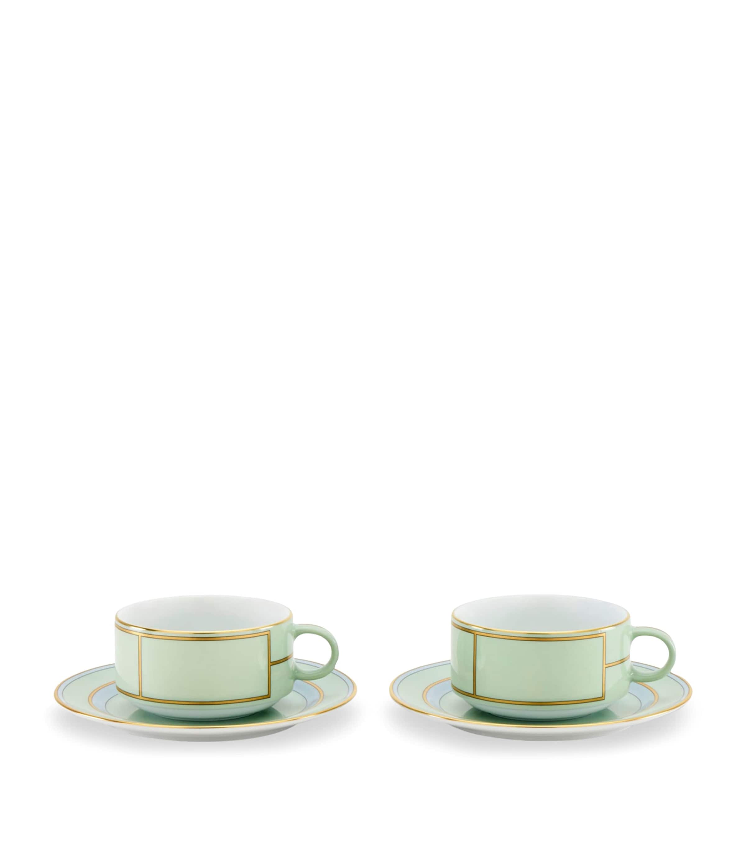 GINORI 1735 Verde teacup and saucer set of 2 - British product