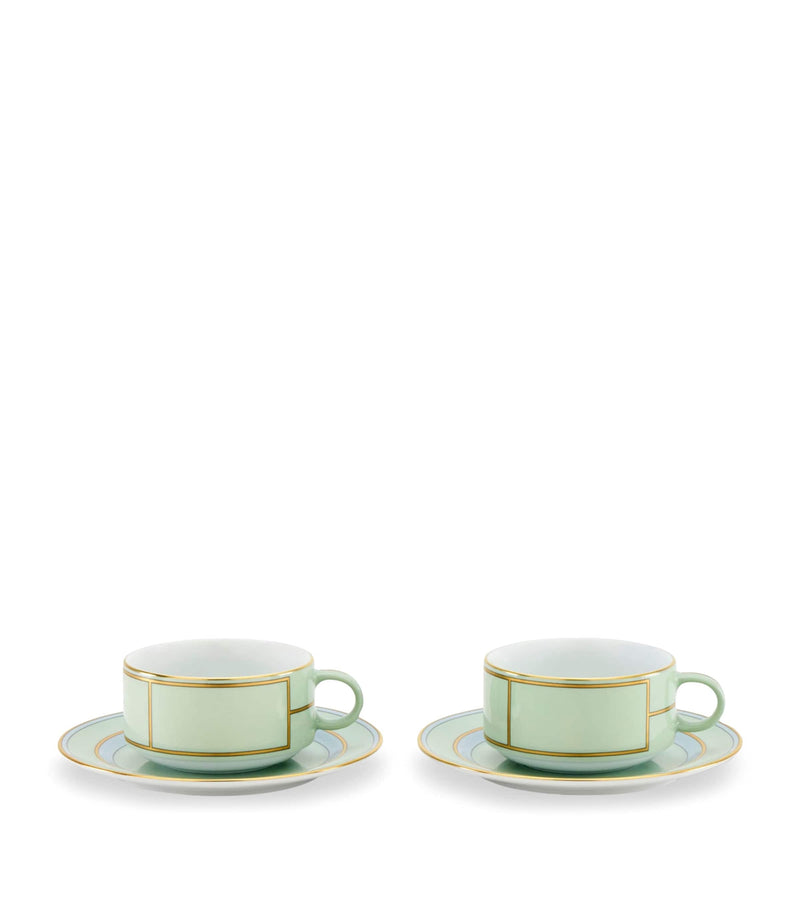 GINORI 1735 Verde teacup and saucer set of 2 - British product