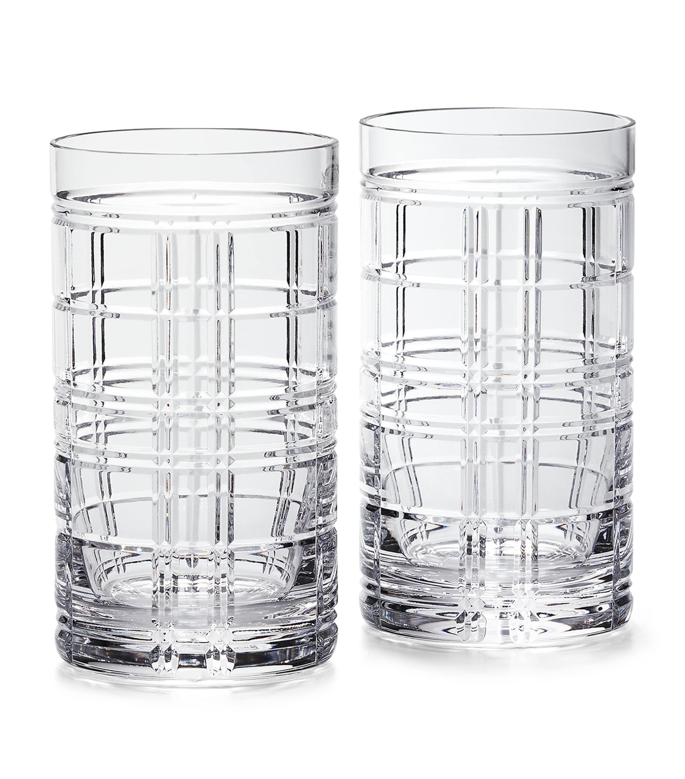 Ralph Lauren highball glasses with Hudson Plaid design, imported from the UK