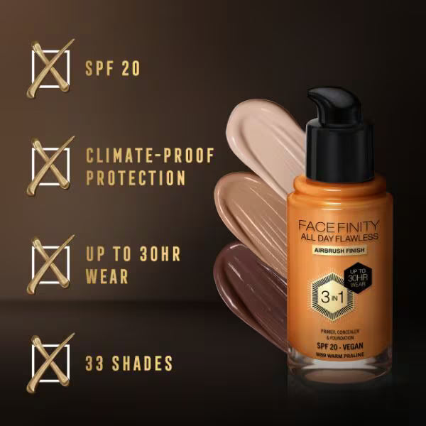 Max Factor Facefinity Warm Praline Liquid Foundation, imported from the UK