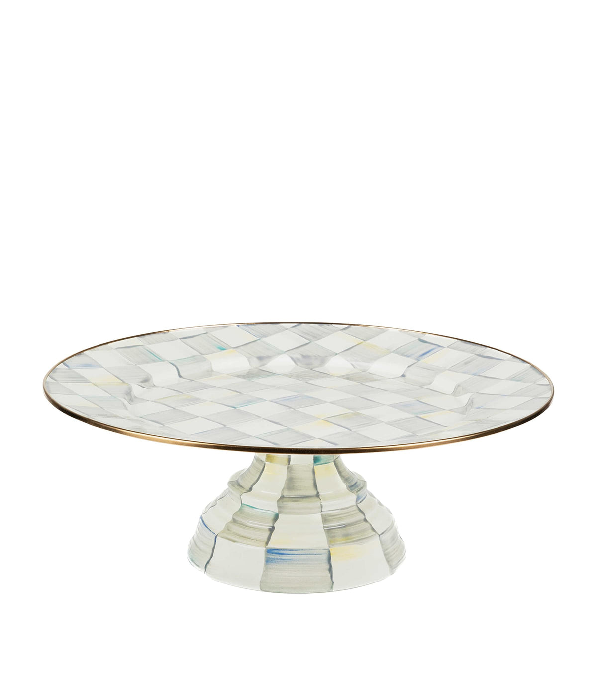 MacKenzie-Childs Sterling Check pedestal platter, imported from the UK