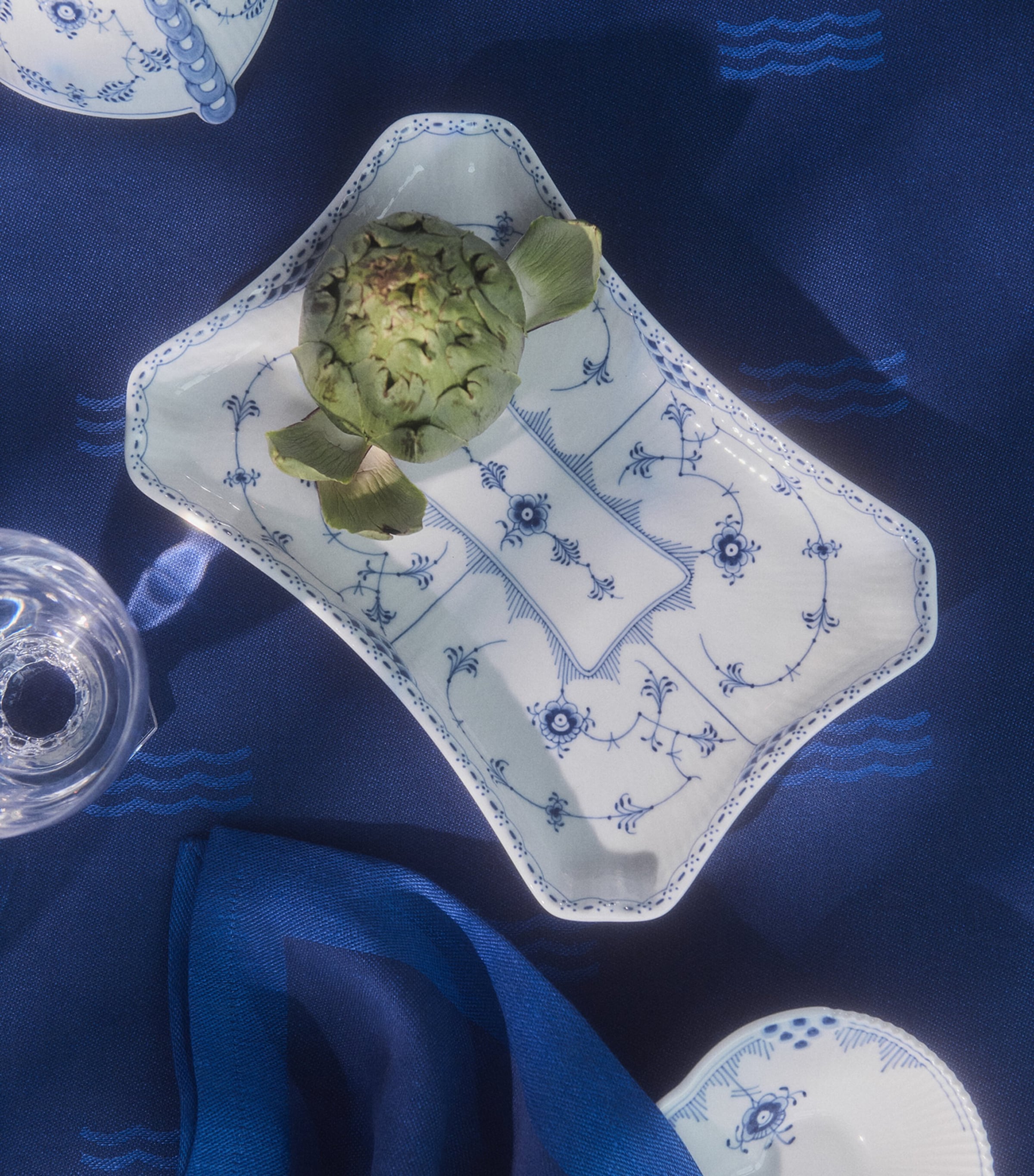 Royal Copenhagen Jacquard Waves tablecloth 145cm x 320cm, imported from the UK
