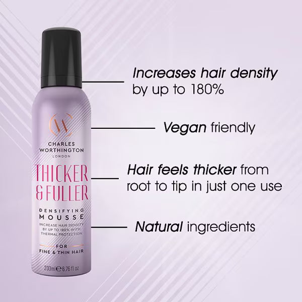 Charles Worthington Densifying Mousse Thicker & Fuller 200ml - British product