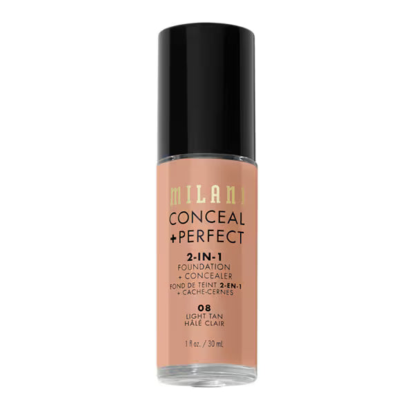 Milani Conceal Plus Perfect Foundation Light Tan 30ml, imported from the UK