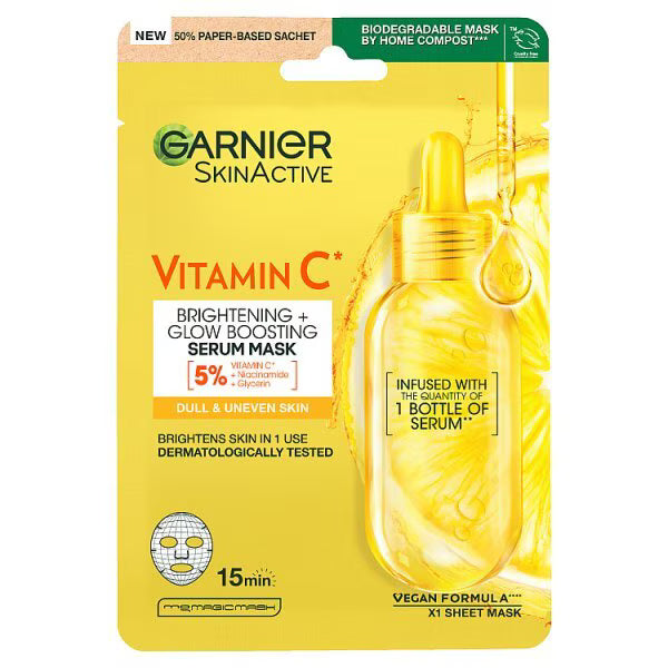 Garnier Vitamin C Brightening Glow Boosting Sheet Mask, UK version