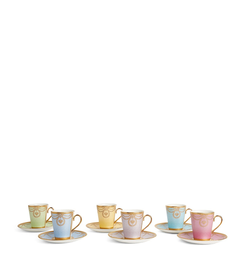 Harrods coffee cup and saucer set with 22-karat gold detailing, 6 pieces, UK version