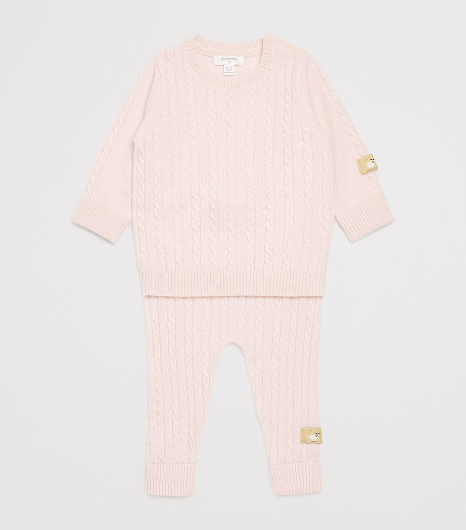 Purebaby cashmere cable-knit leggings for 0-12 months, imported from the UK