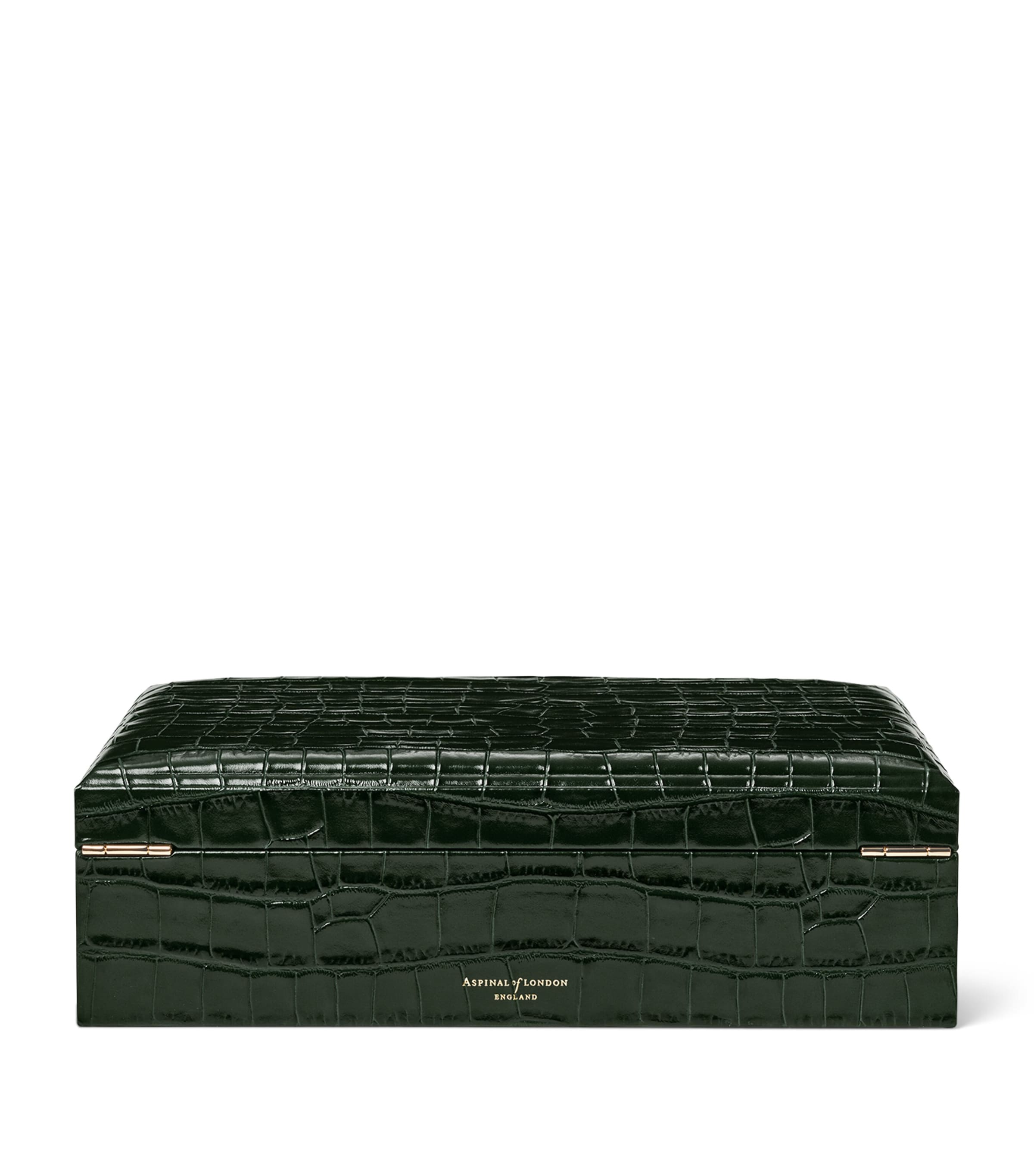 Aspinal Of London Leather Croc-Embossed Savoy Jewellery Box