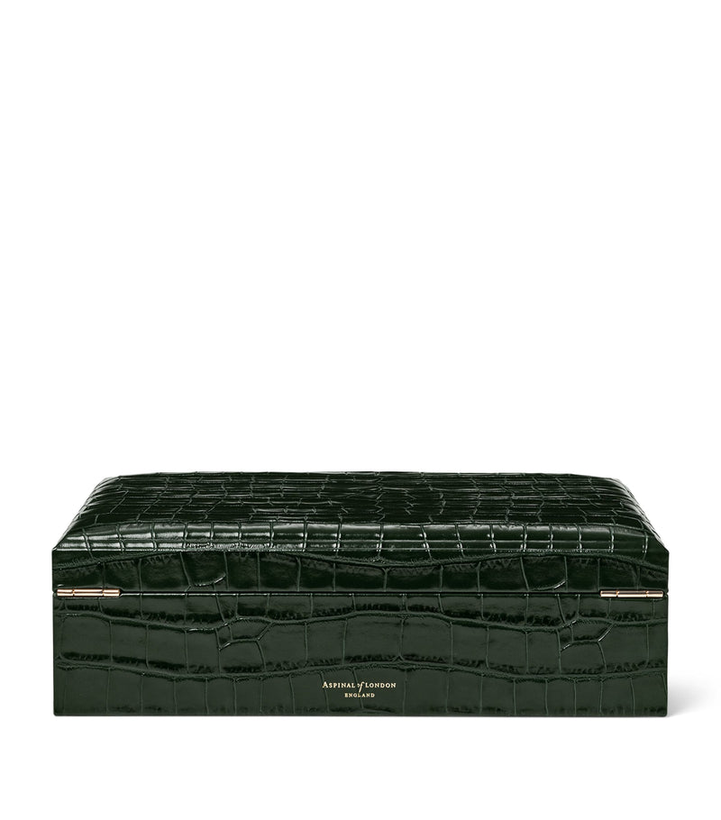 Aspinal Of London Leather Croc-Embossed Savoy Jewellery Box