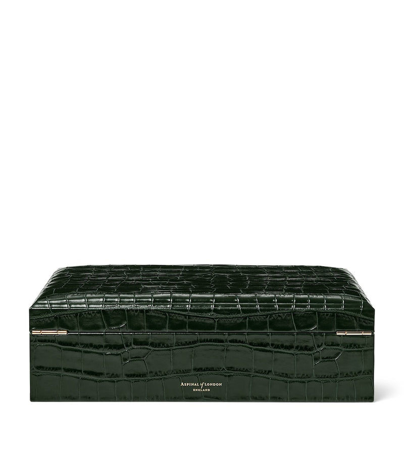 Aspinal Of London Leather Croc-Embossed Savoy Jewellery Box