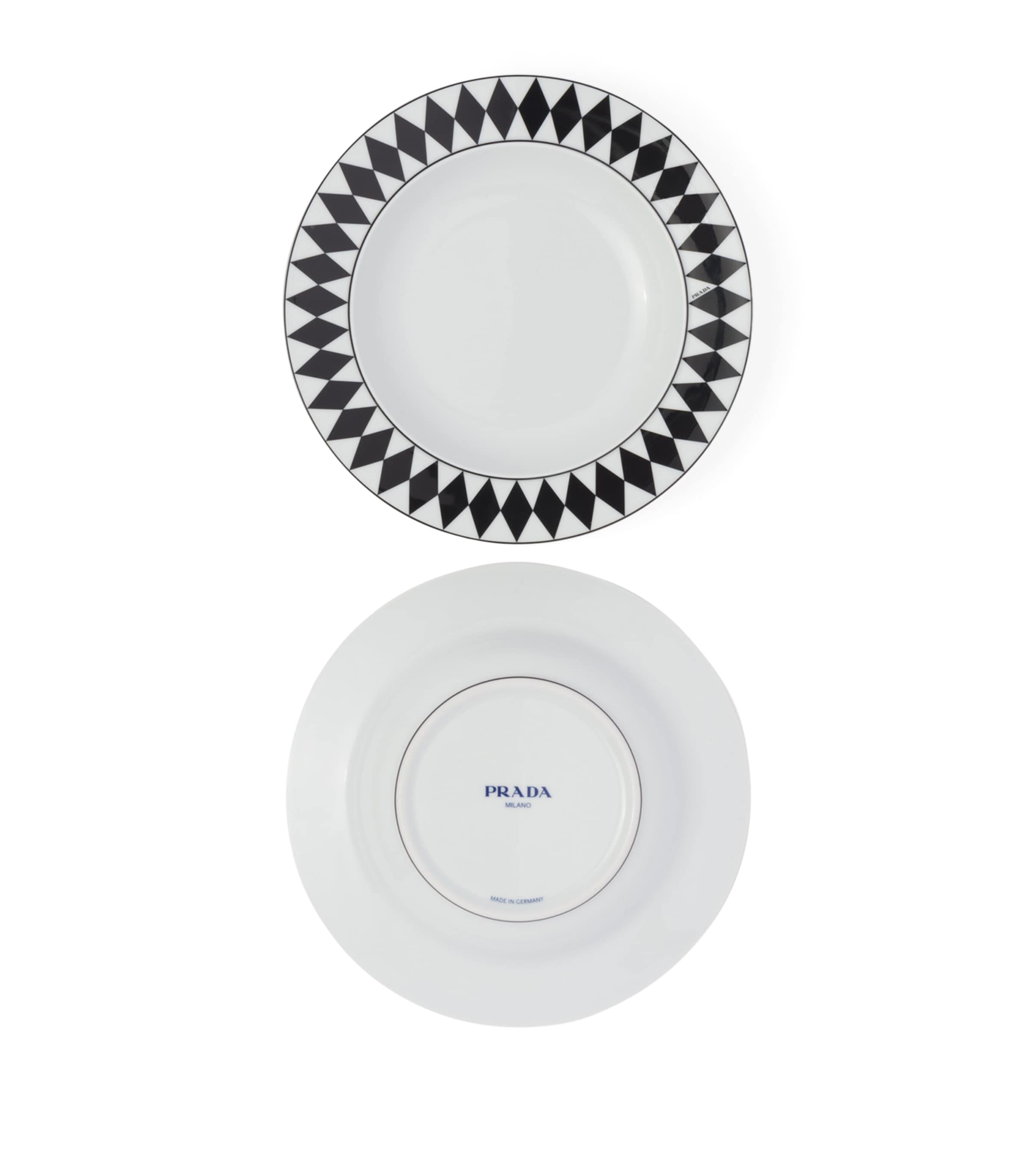 Prada chequerboard porcelain soup plates set of 2 22cm, imported from the UK