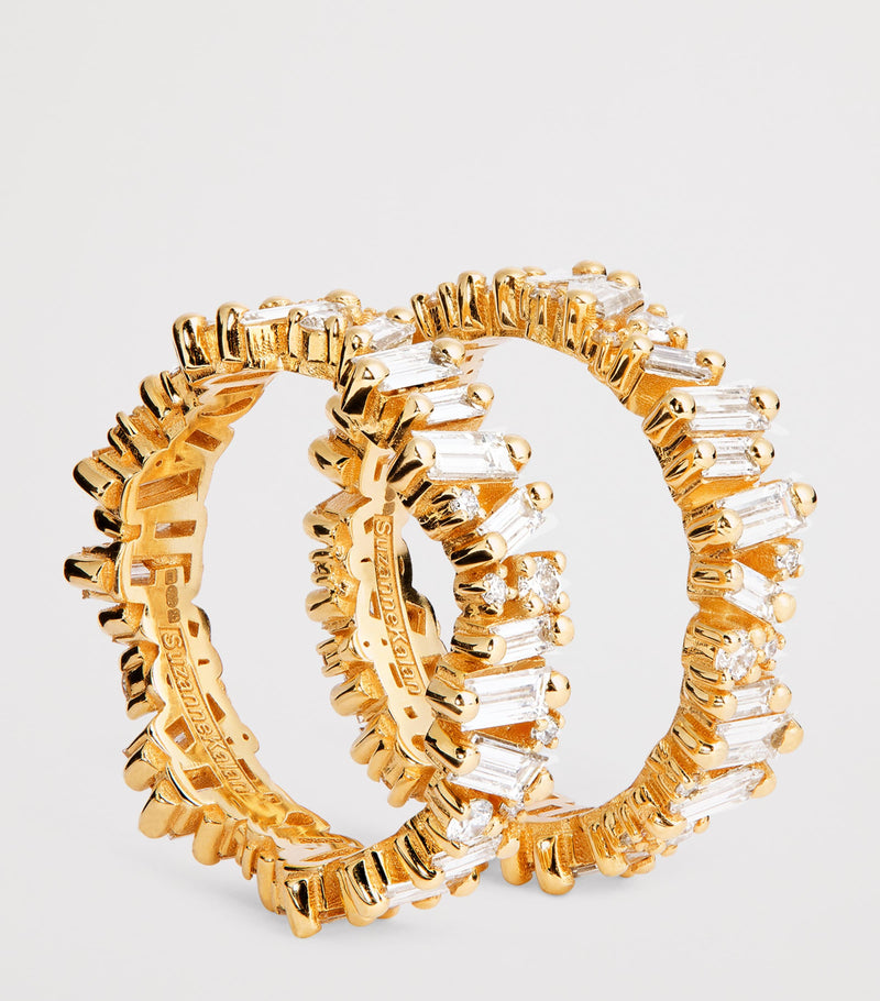 Suzanne Kalan Yellow Gold and Mixed Diamond Tech Ring Jackets (Size 8.5)