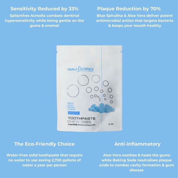 Smile Science Harley Street toothpaste tablets sensitive (British brand)