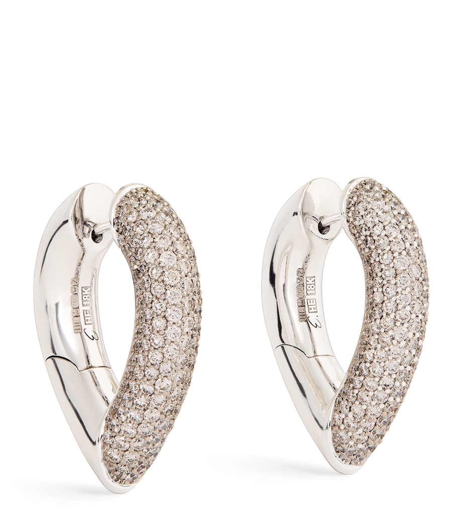 Engelbert Big White Gold and Diamond Drop Link Earrings