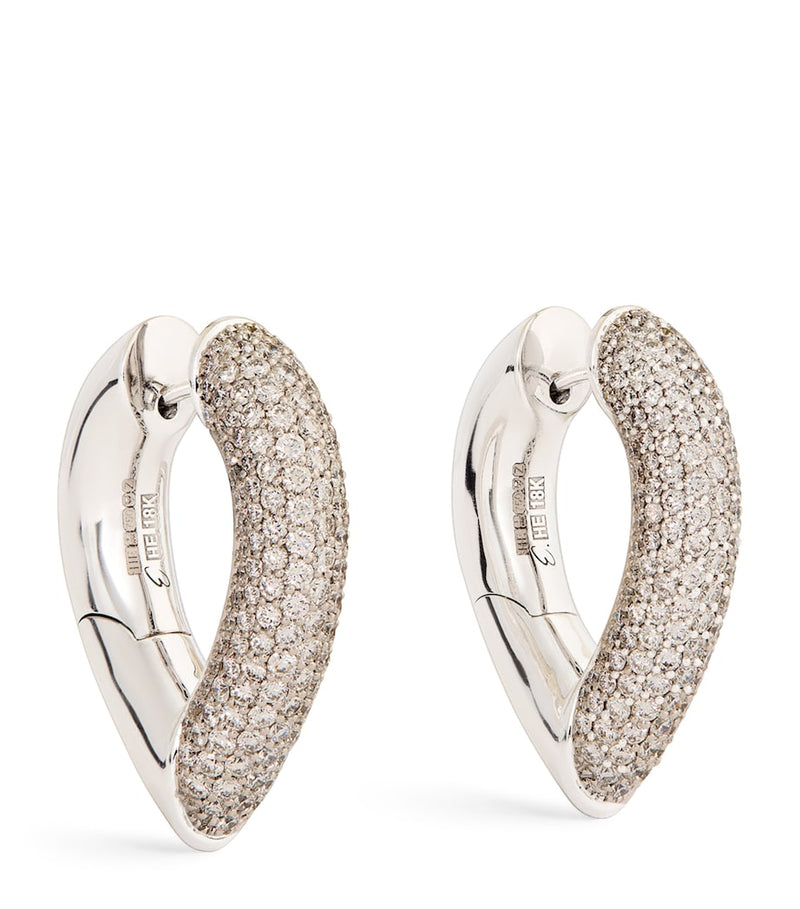 Engelbert Big White Gold and Diamond Drop Link Earrings