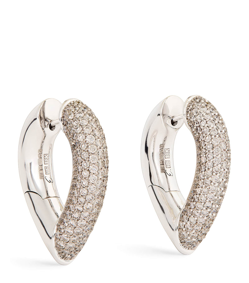 Engelbert Big White Gold and Diamond Drop Link Earrings